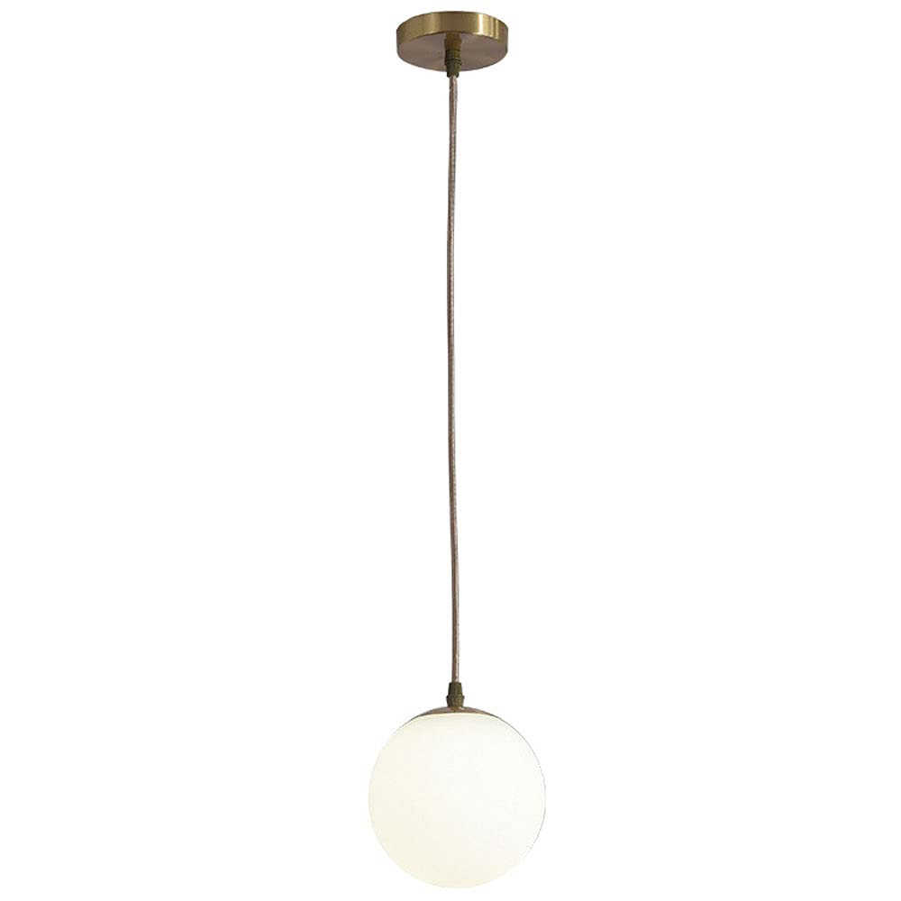HXYSXHJUO Mid century decoration pendant lights globe milk white glass lampshade chandelier Brushed brass Adjustable Ceiling Hanging lamp for bedroom living room bar dining Gold light fixture