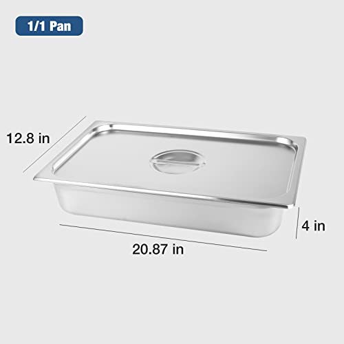 Restlrious Hotel Pan Full Size Stainless Steel Steam Table Pan With Lid, 4" Deep Chafer Food Pan, Pack Of 4 Stackable Anti-Jam Steam Pan For Hotel, Restaurant Supplies, Party, Buffet & Event Catering #TOP1