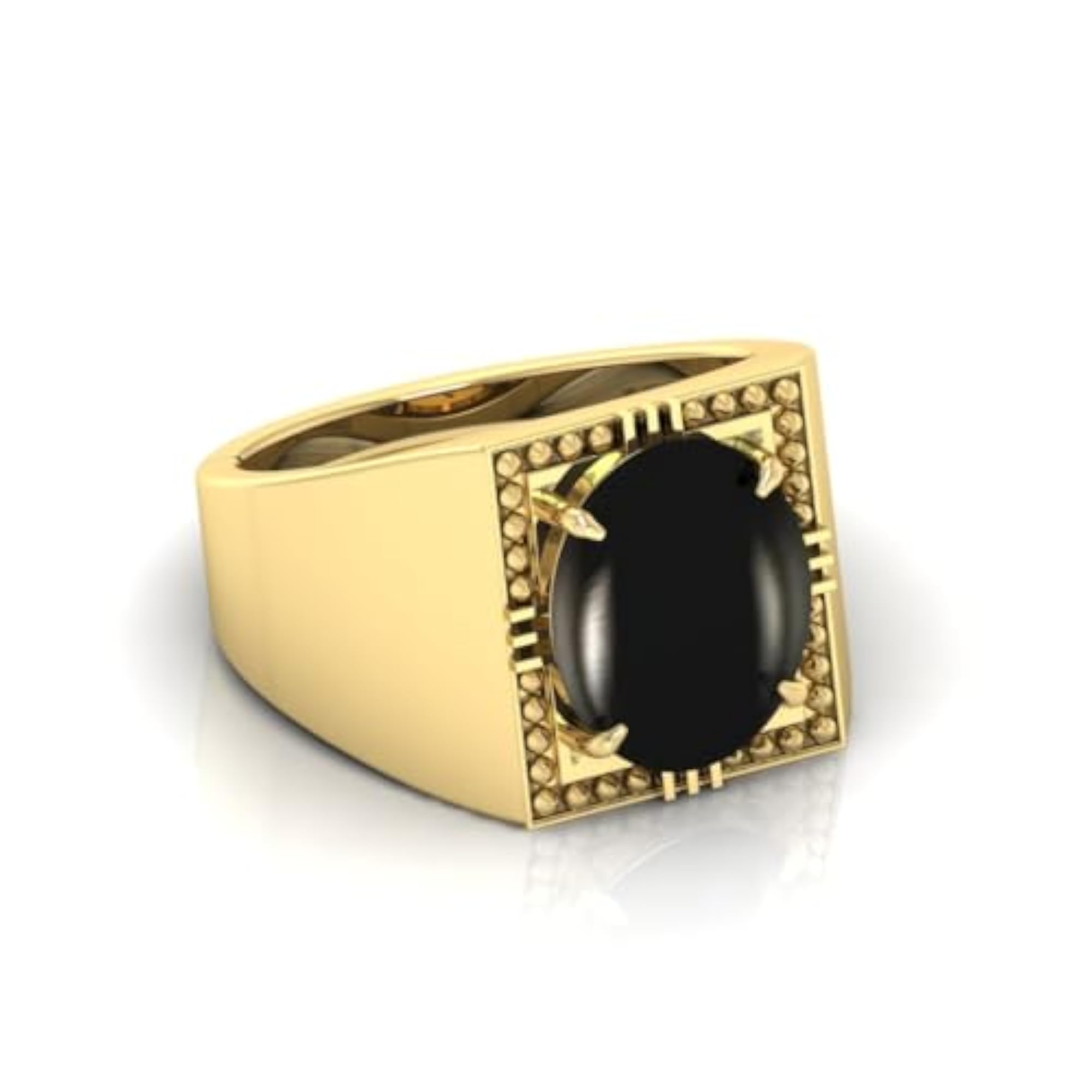 7.25 Ratti Black Hakik Agate Stone Adjustable Ring