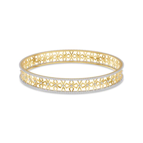 Image of KISNA 9KT Floriance Mesh Gold Bangle For Women | BIS Hallmarked Yellow Gold Bangle | Lightweight Daily Wear Gold Jewellery | Gift for Wife, Mother & Sister | S 2.4 Anna