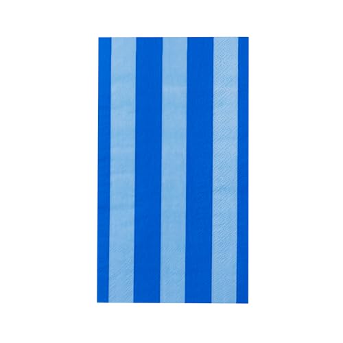 Image of Bonjour Fete Dark Blue Cabana Stripe Guest Towels, Pack of 20, 4.25x7.75 inch