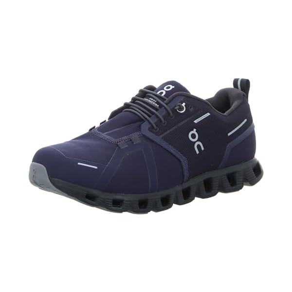 On Men's Cloud 5 Waterproof Running Shoes, Midnight/Magnet, 8 US