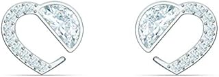 Swarovski Białe i Rodowane Kolczyki z Motywem Serca i Błyszczącymi Kryształkami Swarovskiego