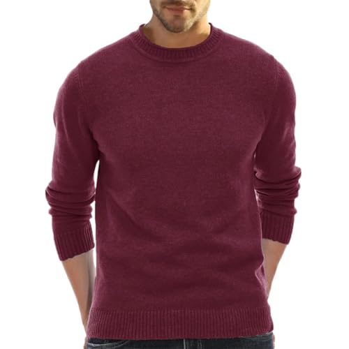 Men's Long Sleeves Knit Sweater Solid Base Crew Neck Casual Jumpers