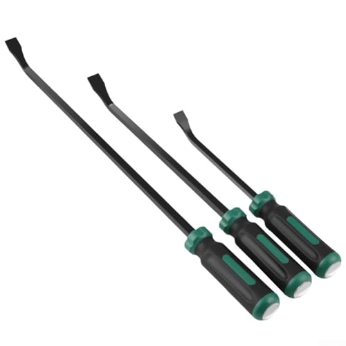 babominimer Lot de 2 leviers de mécanicien avec capuchon de frappe robuste et poignée antidérapante pour réparation automobile, outil de levier en acier avec pointes inclinées et extrémité biseautée