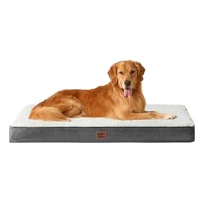 EHEYCIGA Large Dog Bed, Orthopedic Dog Beds for Large Dogs, Washable Big Dog Mattress with Removable Cover and Non-Slip Bottom, Pet Bed with Foam, Beige