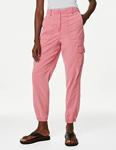 Image of Marks & Spencer Womens Solid High Rise Straight Fit Cargo Trouser