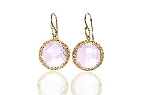 Boucles d'oreilles en quartz rose et pierre gemme d'exception - 3