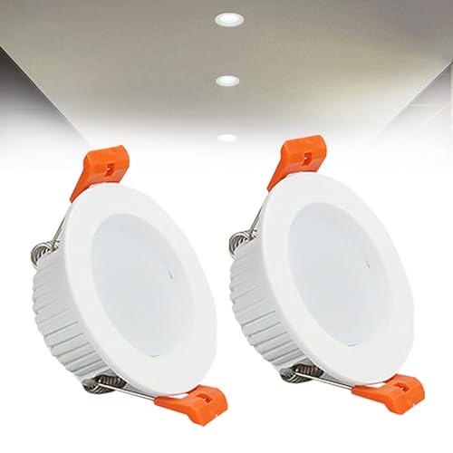 Focos LED empotrables de techo de 3 W, luz blanca fría de 6000 K, luz de panel ultra delgada, corte Φ50 55 mm, AC110 240 V, luces descendentes redondas para sala de estar, oficina, paquete de 2