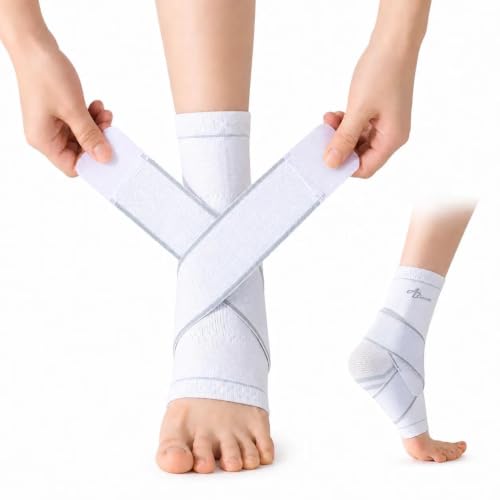 ABIRAM Ankle Brace Compression Sleeve with Adjustable Support Strap