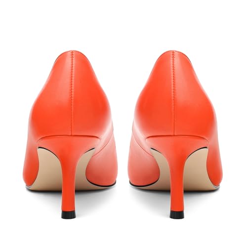 Image of Women Pointed Closed Toe 2.5 Inch Kitten Heel Slip On Pumps