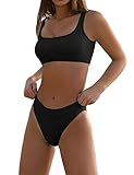 High Waisted Bikini for Women Tummy Control Bottoms Push Up Crop Top Swimsuit 2 Piece High Cut Teens Girls Bathing Suits