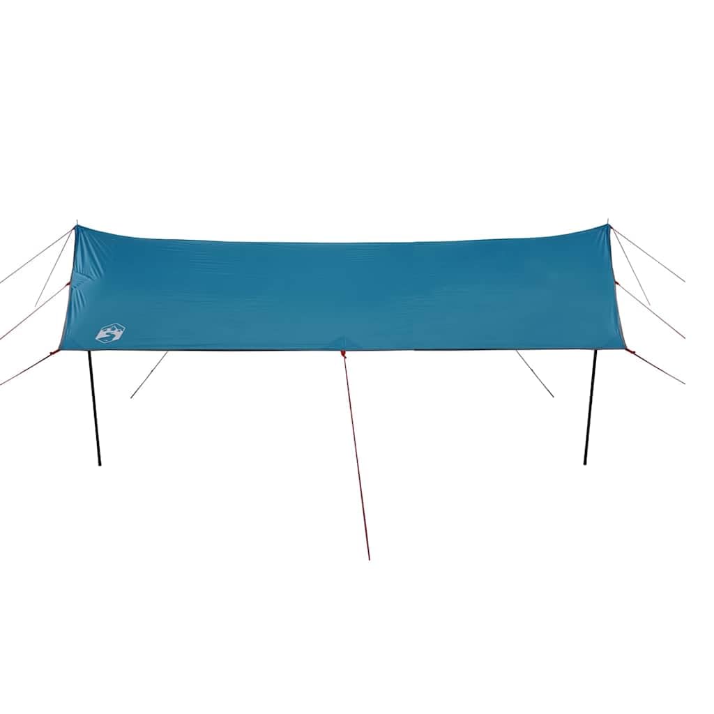 Tarp niebieska plandeka kempingowa TAFT z powłoką PU i oczkami, uniwersalna jako zadaszenie namiotu, plandeka podłogowa do trekkingu i aktywności na świeżym powietrzu, 460 x 305 x 210 cm