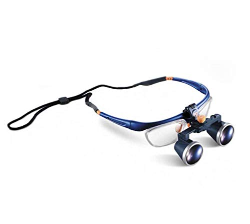Dental Surgicial Loupes Dentist Medical Binocular 3.5X Magnification (420mm) Working Distance Blue Two-Way Adjustment Goggles
