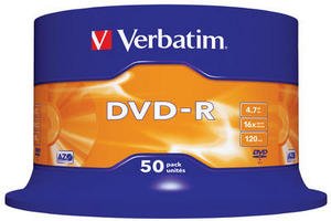 Verbatim spindle DVD-R 16 x 4.7 GB 120 min 43548 AZO Matt Silver Campana/Bells 1200