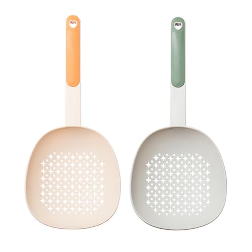 Petunny 2Pcs Kitchen Strainer Scoop Slotted Pasta Spoon Plastic Skimmer Spoon for Draining Frying