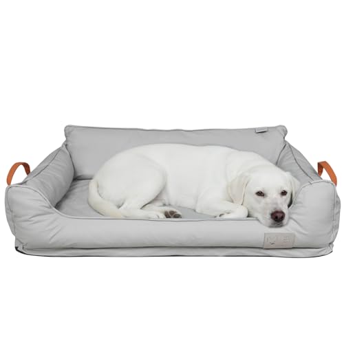 Removable Orthopedic Dog Beds for Large Dogs, Leather Memory Foam