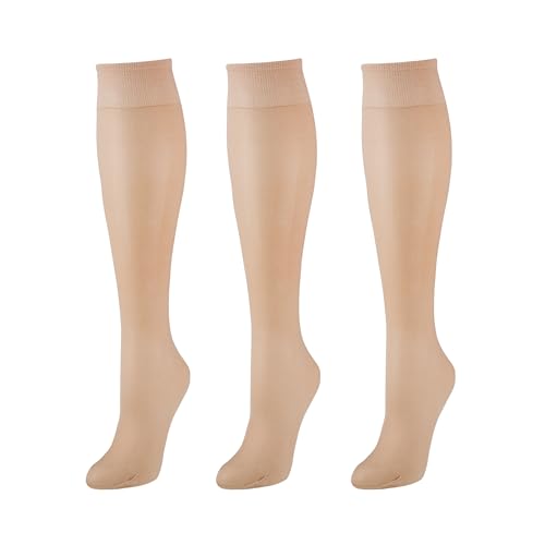 hwojjha Women's Plus Size Queen Sheer Support Knee High Stockings 3-Pack