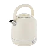 Wasserkocher Edelstahl, 1800W 2,5L elektrischer Wasserkocher mit Abnehmbarem Deckel & 360°-Schwenkbasis, Heißwasserkessel in Beige, für Küche, Wohnzimmer, Büro