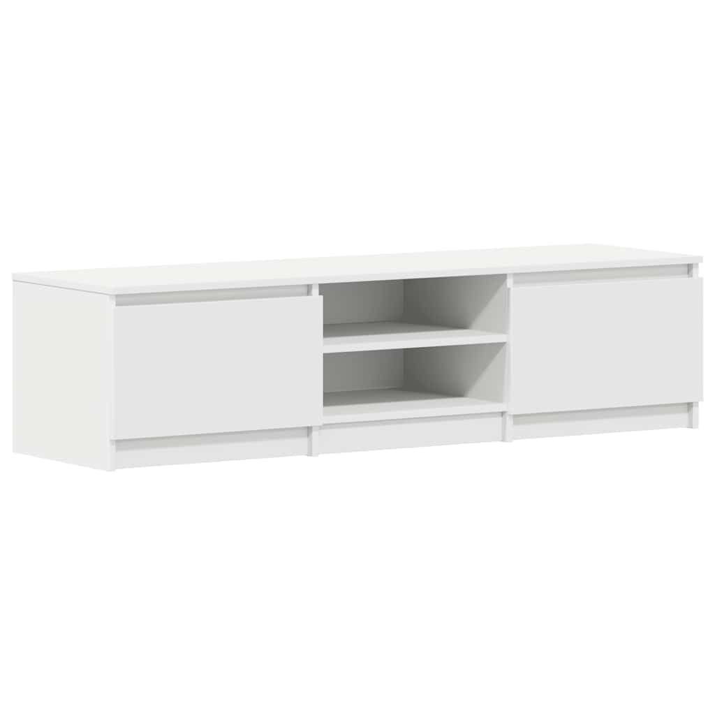 scaffale tv minimalistico con porte e comparti in bianco