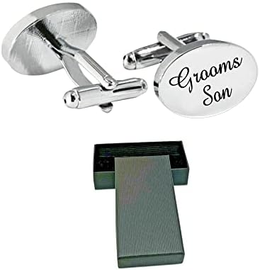 VIRENS BOXED SILVER OVAL mens wedding cufflinks cuff link Groom best man usher page gift CL03 (BEST MAN)