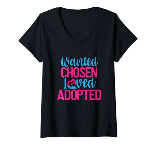 Damen Adoption gesucht Gewählt Geliebte Adoptiveltern Familie T-Shirt mit V-Ausschnitt