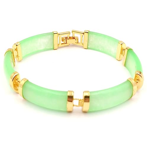 Bracelet en jade cadeau femme idée bijou porte-bonheur en or ajustable