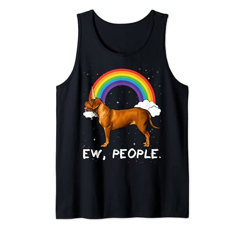 Rainbow Dogues de Bordeaux Ew People Unicorn Dog Tank Top, Black