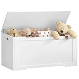 usikey 39.4” Toy Chest, Toy Box for Living Room, Storage Chest with 2 Safety Hinges, Lift Top Storage Bench, Storage Trunk, for Bedroom, Entryway, White