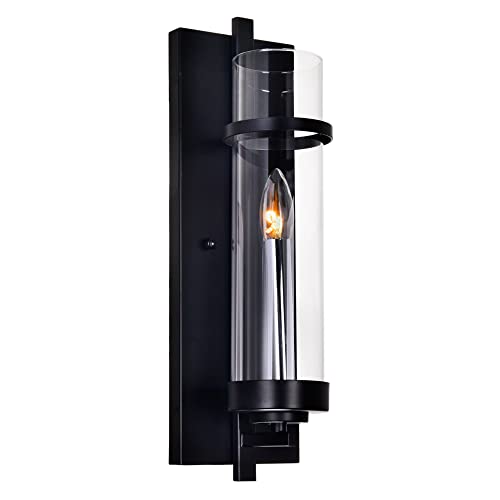 CWI Lighting Sierra 1 Light Black Wall Sconce, Modern Minimalist