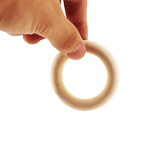 50 Pieces Natural Wooden Rings For Diy Craft Unfinished Handmade Wood Rings Circles Without Paint For Wood Ring Pendant Connectors Jewelry Making (55Mm(2.16")) #TOP6