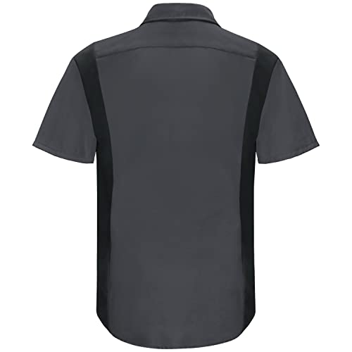 Red Kap Men's Short Sleeve Performance Plus Shop Shirt with OilBlok Technology, Charcoal with Black Mesh, Large/Tall