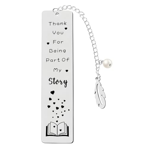 Teniinet Metal Bookmark Engraved Thank You For Being Part Of My Story Stainless Steel Silver 5.11 x 1.02 Inches 1 Count