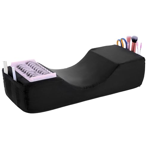 Eyelash Extension Neck Pillow Memory Foam Contour Pillow for Lash Grafting Beauty Salon Cervical Support with Removable Black Cover