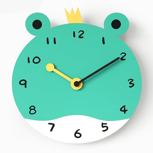 Stephanie Imports Modern Minimalist Silent Wall Clock Funny Animal Collection (King Frog)