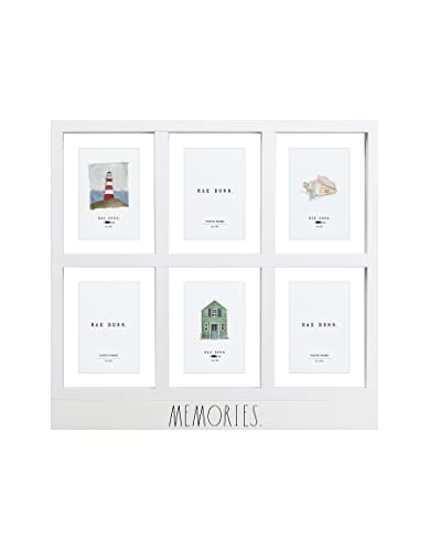 Rae Dunn Collage Picture Frames - Multiple Photo Frame for Wall Decor - Modern Contemporary Design Style - 6 Picture Frame Collage to Display Photos of Family, Couples, Best Friends - White