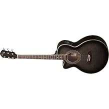 Oscar Schmidt 6 String OG10CE Cutaway Left Hand Acoustic-Electric Guitar. Flame Trans Black, Transparent OG10CEFTBLH-A
