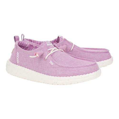 Image of HEYDUDE Women's Wendy Chambray Loafers | Lightweight Slip On Shoes for Women | Casual Everyday & Travel Style