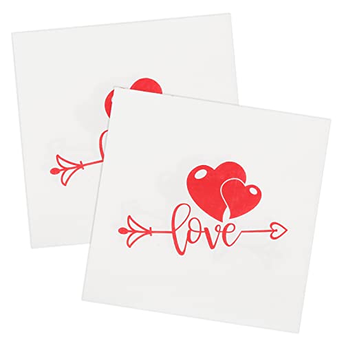 LANMOK 40pcs Serviette en papier Coeur Rouge LOVE Serviettes de Table Mariage en Papier Jetable Épais Serviettes Vaisselle Cocktail pour Saint-Valentin Décoration Mariage Dîner Déjeuner Party Soirée Cover