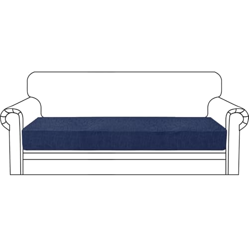 MAXIJIN Waterproof Sofa Seat Cushion Cover Jacquard Fabric Sofa Seat Cover Non-Slip Couch Seat Slipcover Protector with Elastic Bottom (Navy Blue