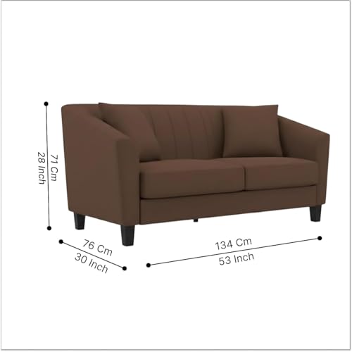 Image of Avion Natalia 2 Seater Sofa Set for Living Room Brown | Modern Fabric Sofa Furniture | 53 Inches Couch for Guests Room Festival Gifts