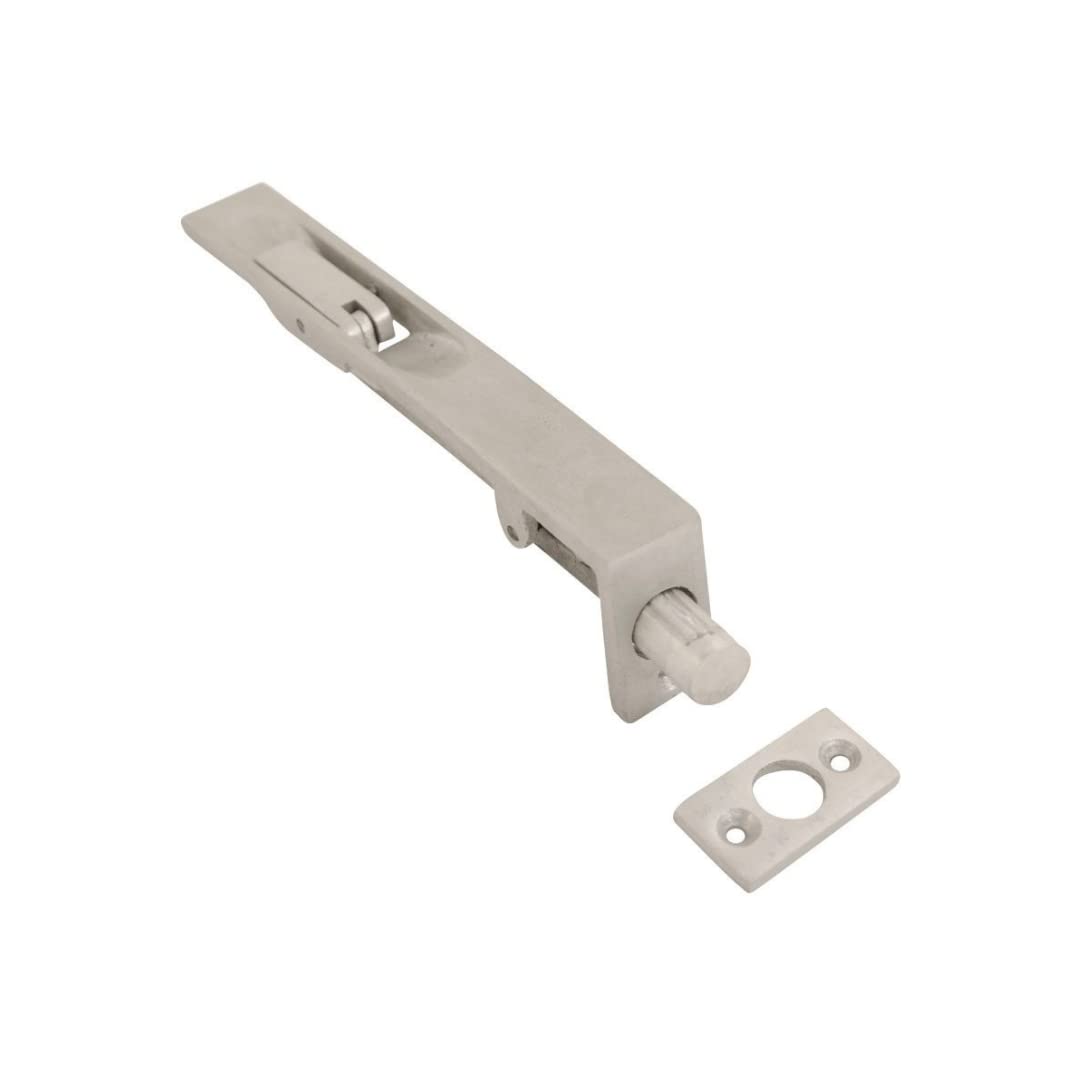 Vibe Flush Bolt 200mm on Satin Anodised Aluminium, Surface Mounted Door Bolt, Sliding Door Lock, Lock Bolts for Securing Internal Doors for Bedrooms, Bathrooms, Storage Units and Cupboards