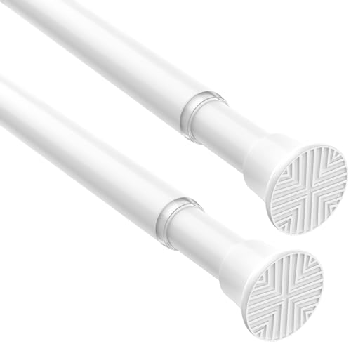 AIZESI Teleskopstange 46-90cm, 2 Stück Weiß Gardinenstange Zum Klemmen, Klemmstange Verstellbare Für Fenster, Schrank, Badezimmer