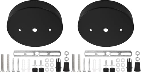 Image of Sangle Sopffy Pendant Light Canopy Kit, 5.8 Inches Ceiling Lighting Canopy Kit with All Mounting Hardware Modern Chandelier Ceiling Plate Cover for Pendant Lighting Fixtures, Black (Black) (Pack of 2)