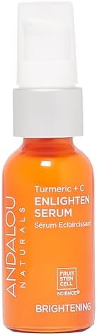 Andalou Naturals Turmeric + Vitamin C Enlighten Serum | Illuminating Face Treatment for Uneven Tone & Sun Damage | With Turmeric and Fruit Stem Cells | 1.1 fl oz
