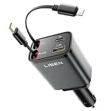 LISEN 車 充電器 巻き取りしがーソケット usb【2026年新・69W急速充電・最小4in1】シガーソケット USB-C + USB-L