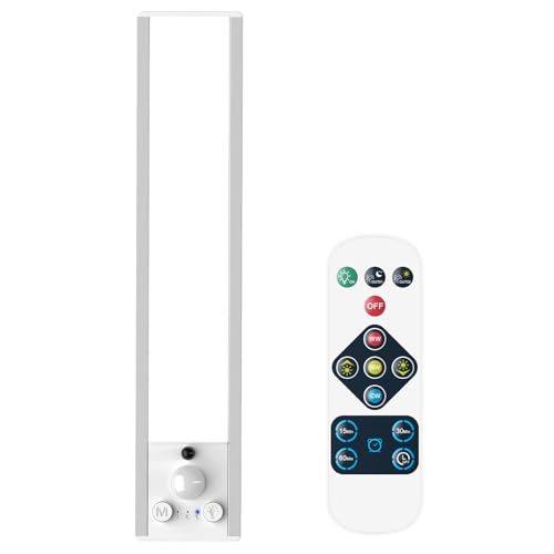 ENUOTEK Luz LED con Sensor de Movimiento, 24CM Luces LED Cocina, Luces Nocturnas de Pasillo Recargable, Iluminacion sin Cables, Se Pueden Cambiar Tres Modos de Iluminación con Control Remoto