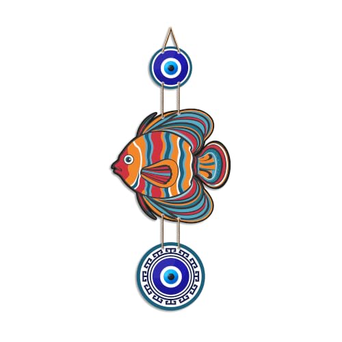Image of Artvibes Vastu Fish Evil Eye Wall Decor for Main Door | Lucky Fish MDF Wall Hanging Art | Positive Energy Accent for Living Room | Hallway | Office | Bedroom | Wall Art Gift (WH 8533N)