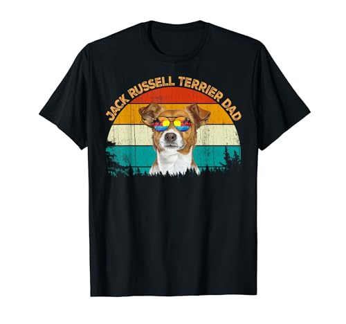 Vintage Retro Summer Dogs Sunglass JackRussell Terrier Dad Camiseta