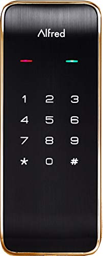 Exclusive Alfred DB2 Smart Door Lock Deadbolt Touchscreen Keypad, Pin Code + Bluetooth, Up to 20 Pin Codes (Gold)